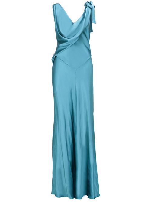 Blue crepe texture satin finish woman dress Alberta Ferretti | AF041116190370